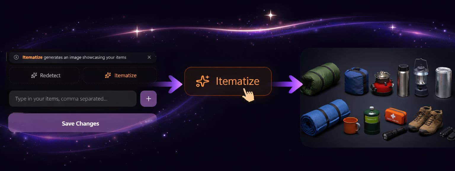 Itematize generates a visual inventory from your bucket items