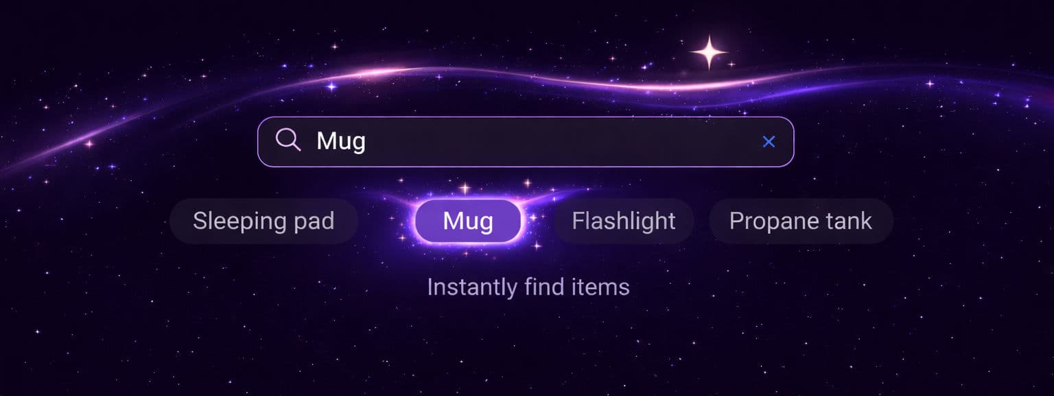Search for any item and instantly find which bucket it's in