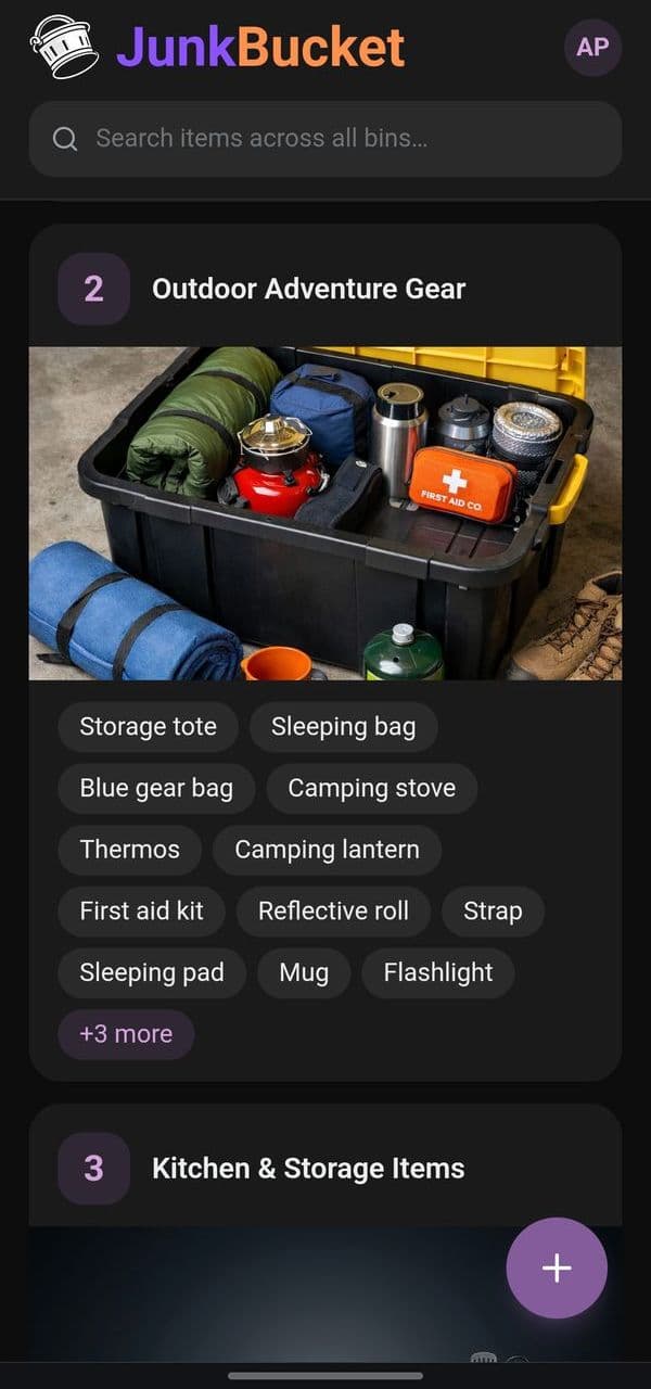 Bucket with raw photo of outdoor gear